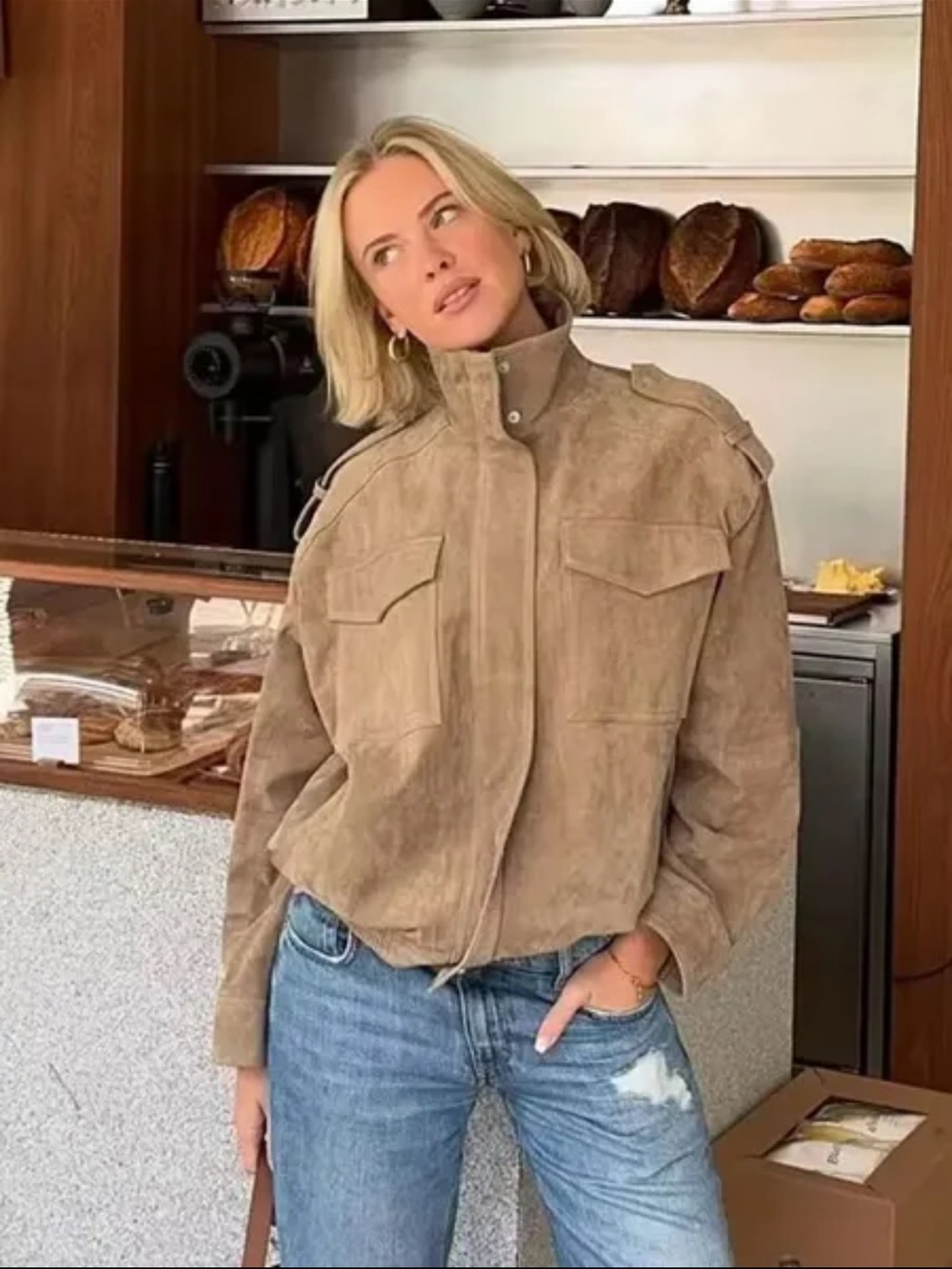 Zara Viral Dupe! Faux Suede bomber jacket size s